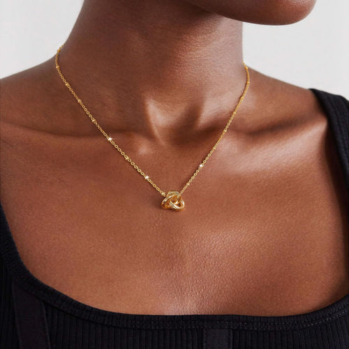 Love Knot Necklace for Women, Dainty Trendy Cute Necklace,14K Gold Plated Infinity Pendant Necklaces,Gold Charm Choker Necklace,Layered Simple Gold Necklace for Women,Unique Jewelry Small Gift for Women ﻿